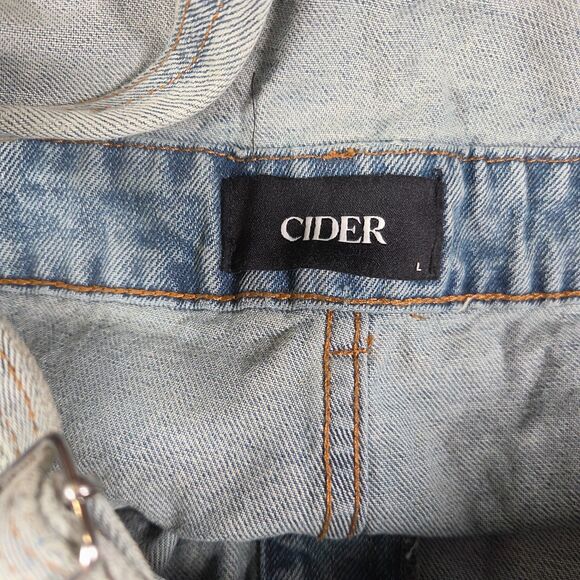 Cider Bow Knot Buckle Up Mid Rise Wide Leg Denim Overalls Jumpsuit Large NWT - Picture 4 of 8